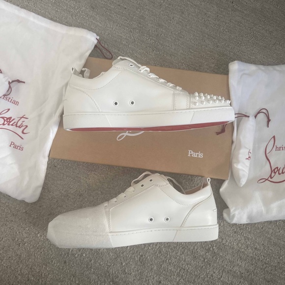 “Authentic Christian Louboutin Louis Junior Spikes Sneakers - Size 45.5 - White” - Picture 5 of 5